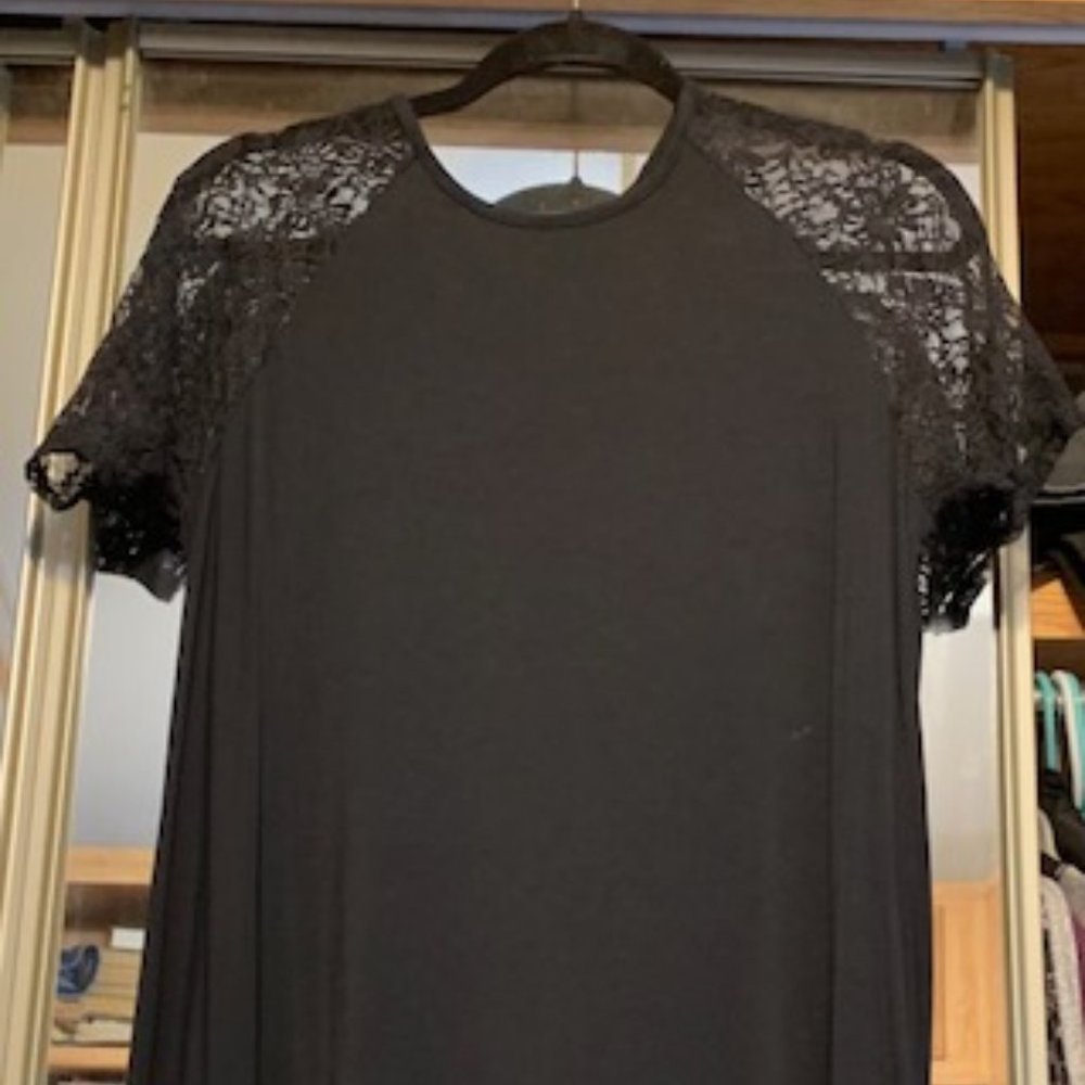 Agnes & Dora Raglan Lace Black Dress